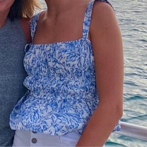 Olivaceous Blue Floral Top